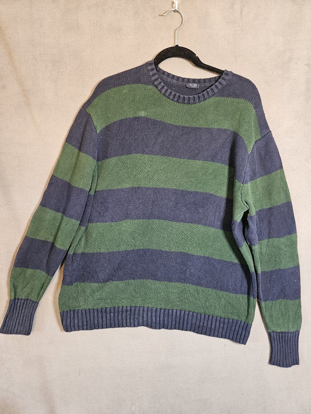 Brandy Melville Brianna Sweater 100% Cotton Striped Green Navy One Size Womens